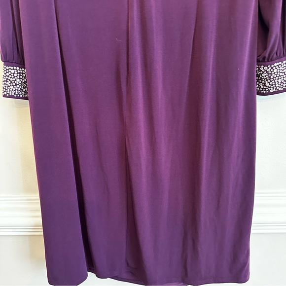 Jessica Howard Deep Purple Dress with Embellished Cuffs - Picture 6 of 9